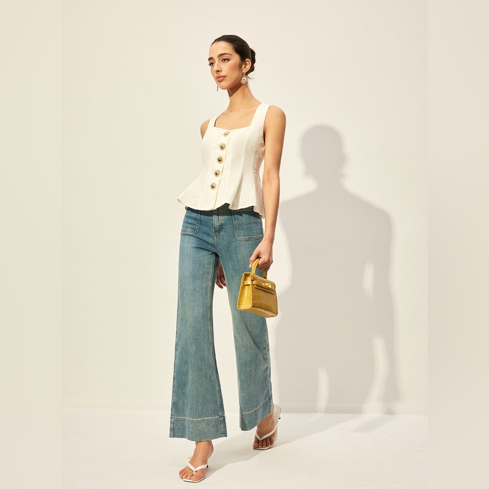 Commense Cream Buttoned Tank Top - Picture 2 of 12